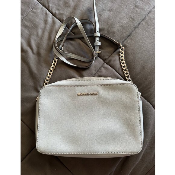 Michael Kors Jet Set Large Saffiano Leather Crossbody Bag (Light Blue) - Picture 1 of 8